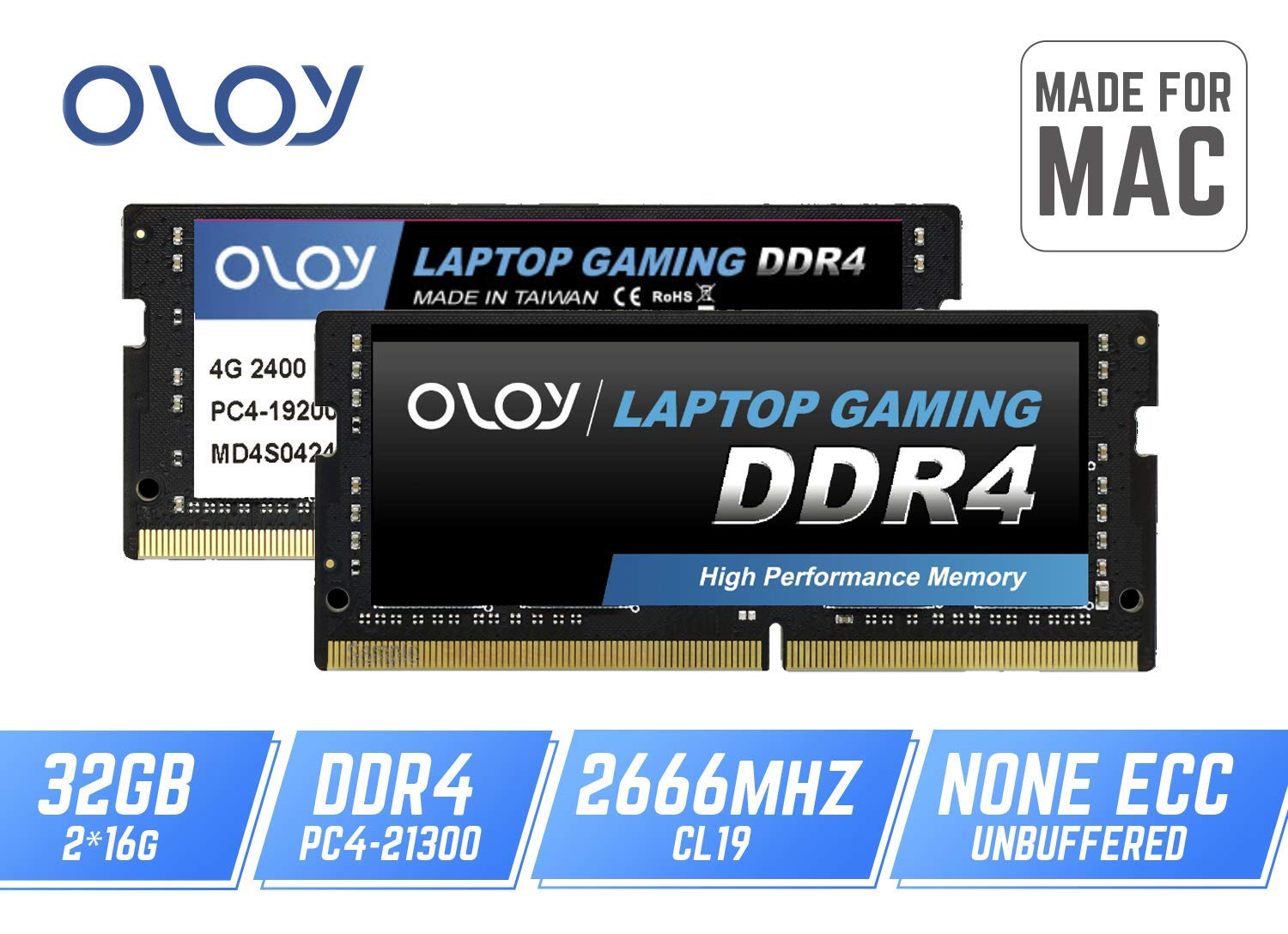 OLOy DDR4 2666Mhz （PC4-21300） 16GBx2枚 OLOy DDR4 RAM 32GB (2x16GB) 2666 MHz CL19 1.2V 260-Pin