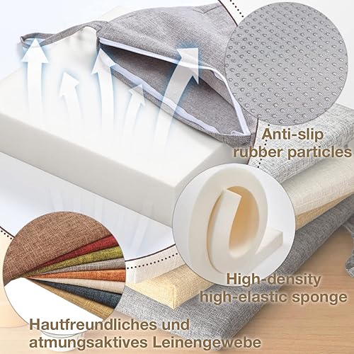 Miniatura 2 de Kimgull Cojín de banco de tamaño personalizado, almohadillas de asiento para ventana de bahía, cojín de banco de jardín suave de 1.181.973.154