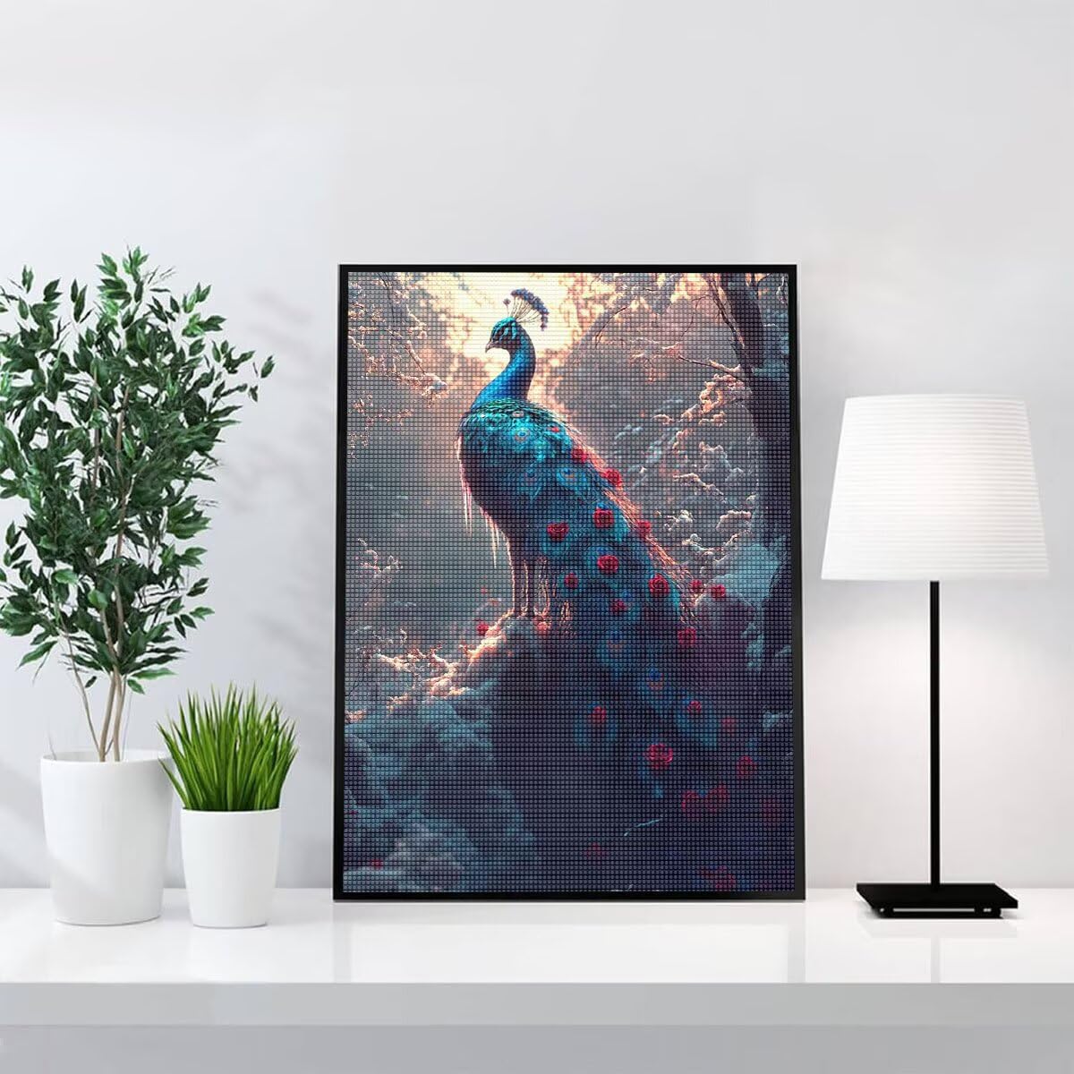 Diamond Painting Kit Completo, Diamond Painting Pavone, 5D Quadrato Pittura Diamante Kit Manualidades Adultos DIY Diamantini Crystal Art Disegni Ricamo Punto Croce Artigianale, 60x90cm Foresta j0-714