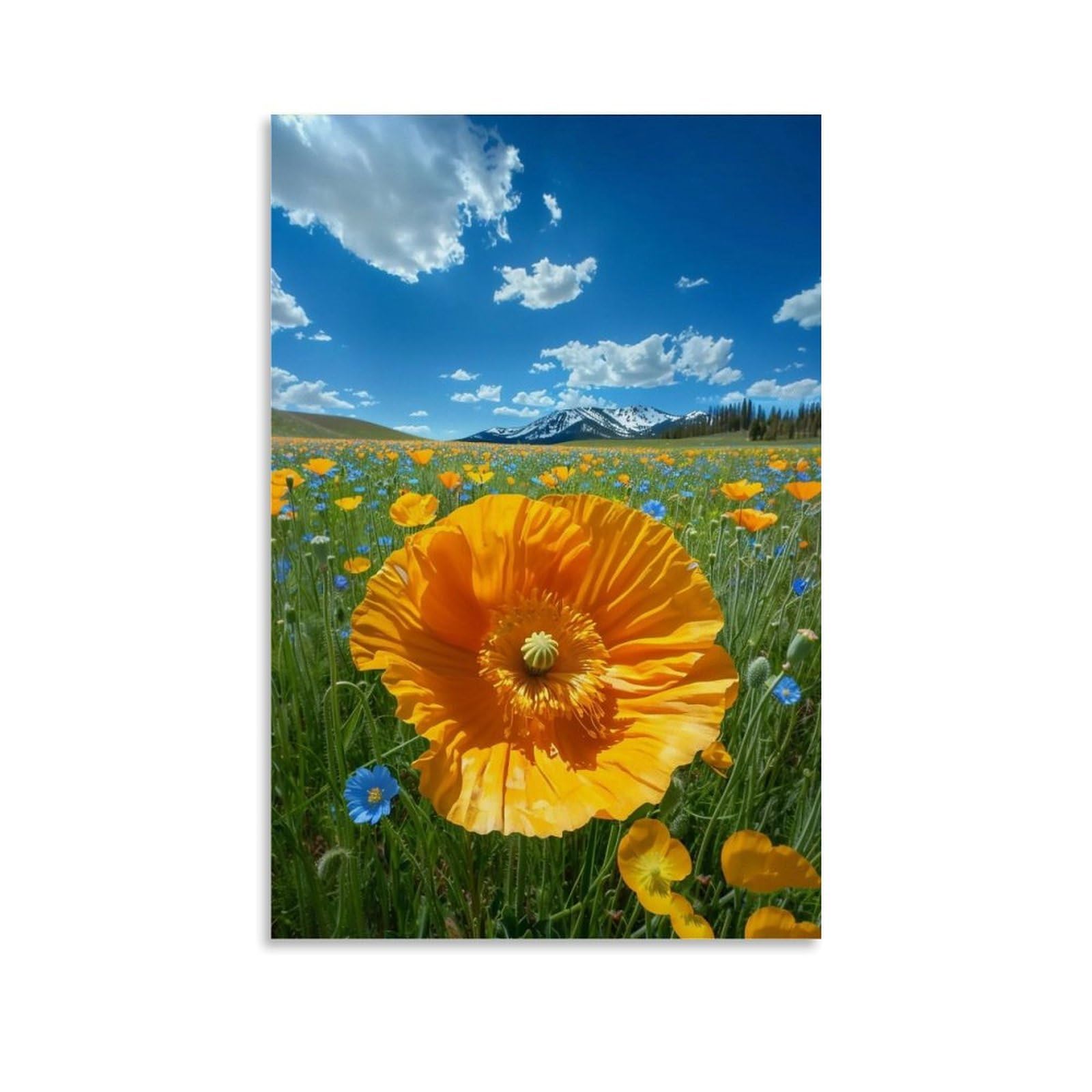 WHOUHJYE Golden Poppy Meadow 04 Poster Wall Art Canvas Vintage Aesthetic Painting Decor for Rooms 12x18inch Unframe-style