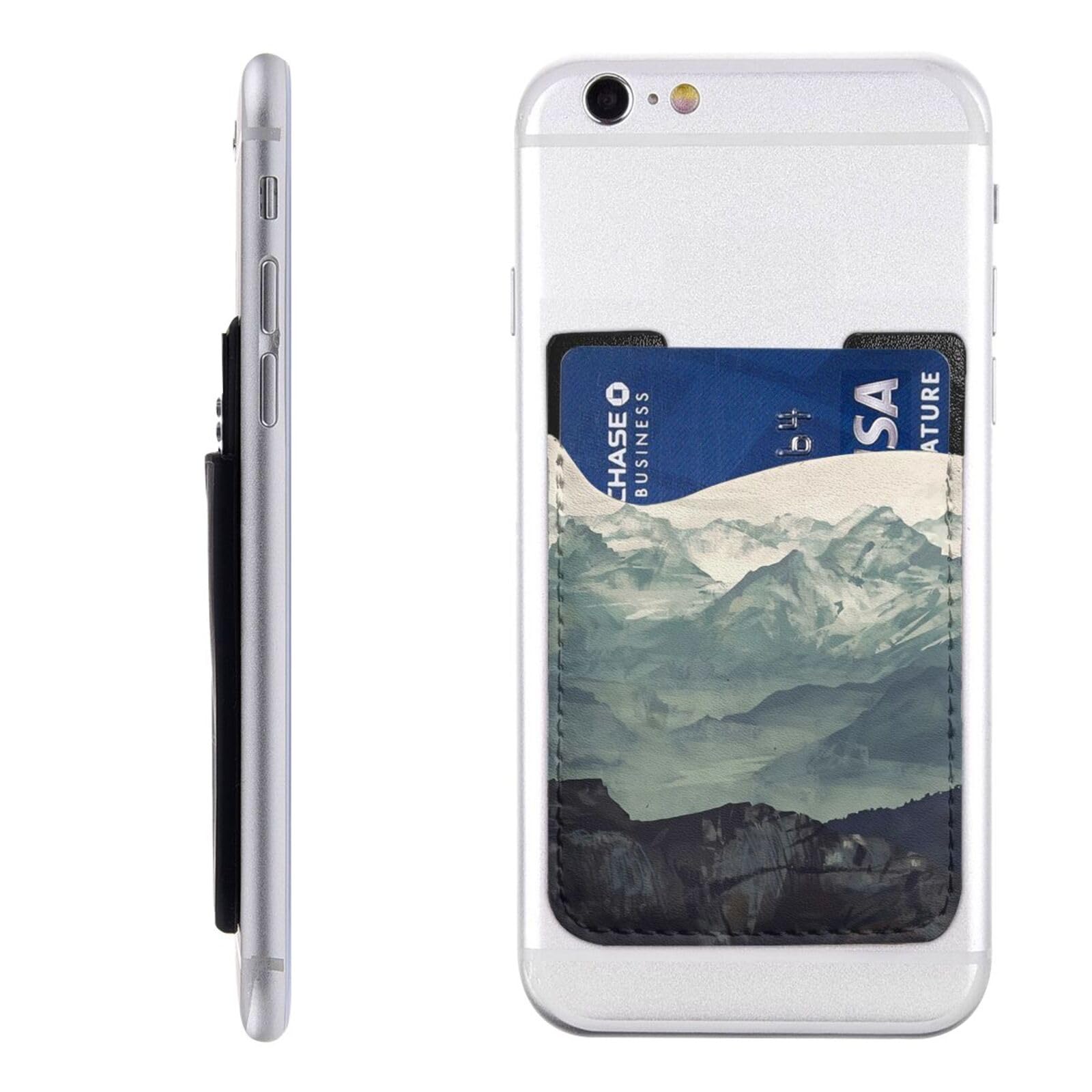 HANGWWZQ Forest Mountain Fog Phone Credit Card Holders Sleeve Adhesive Wallet Compatible with Most Back of Phones
