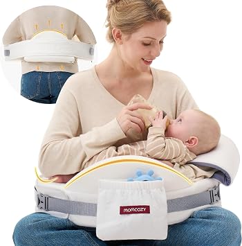 Momcozy CozyPro Nursing Pillow - Full Back and Arm Support - Safety Fence Firm and Resilient Memory Foam Stability, Ergonomic Support for Easy Nursing, Wide Cushion, Adjustable, Removable Cover