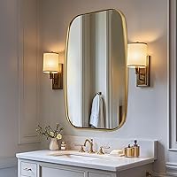 ANDY STAR 24x36 Brushed Gold Oval Bathroom Mirror - Rustproof Stainless Steel Tube Frame, Distortion-Free HD Glass, Horizontal/Vertical Wall Mount