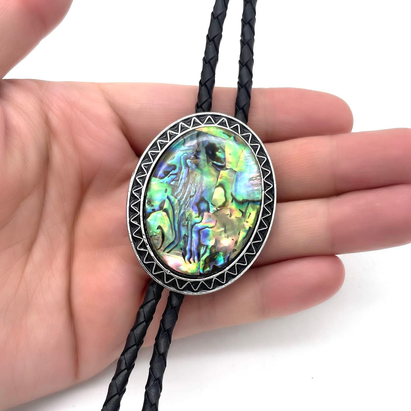 Stone Bolo Tie Native Western Cowboy Hand-woven Leather Bola Tie Necktie for Men Women