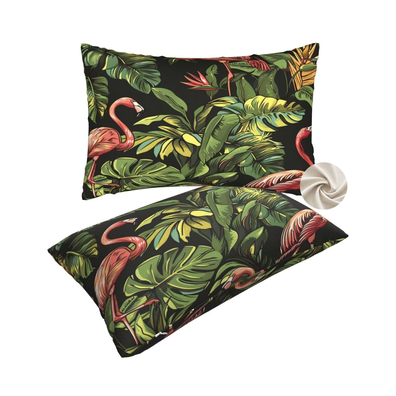 Housses de coussin 60x80 cm lot de 2 housse noir et flamants roses pour canapé et lit zt279