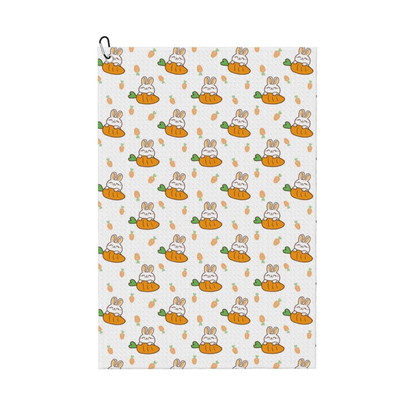 AOOEDM Rabbit and Carrot Print Golf Towel with Carabiner Clip Absorbent Microfiber Golf Towel for Cleaning Golf Ball Club Putter Iron for Golf Bag Trolly Belt Loop 16" X 24"