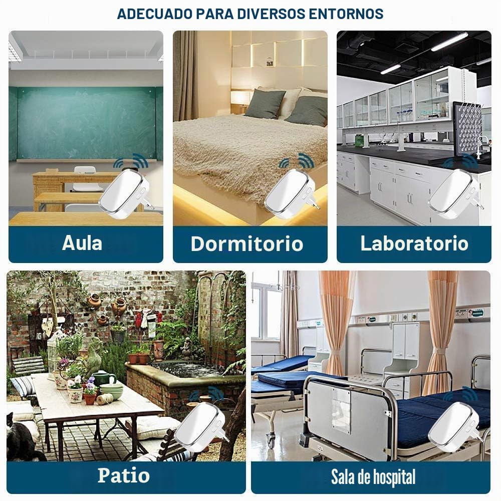 Timbre inalámbrico Hospaop Timbre de Puerta de 300 Metros de Alcance, Timbre inalámbrico Impermeable con LED Flash 36 Tonos de Llamada 4 Niveles de Volumen para hogar, Oficina, etc