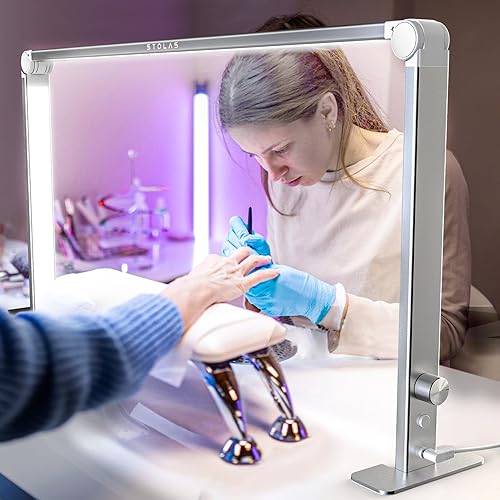 Miniatura 8 de Lámpara de escritorio portátil para tecnología de uñas, 3 temperaturas de color, brillo de 4000-6000K luz LED ajustable para uñas para escritorio