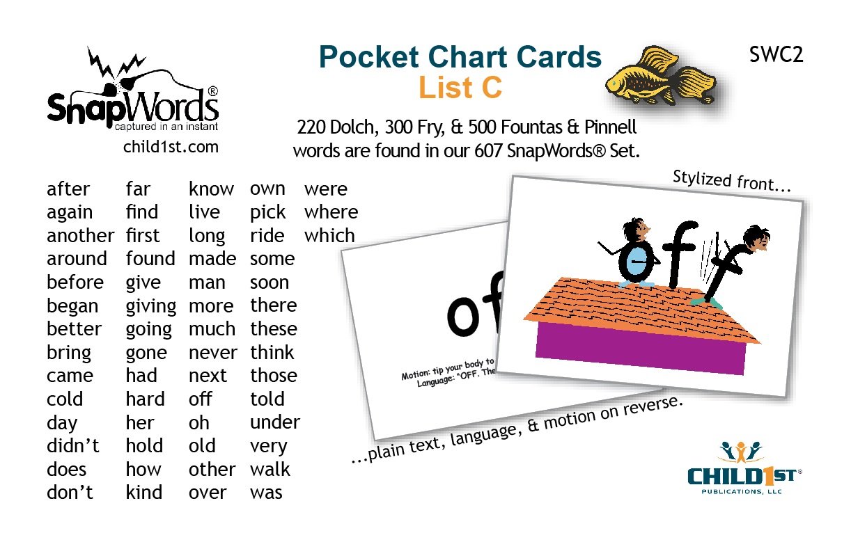 Buy SnapWords List C Sight Word Pocket Chart Cards - Sight Words Flash ...