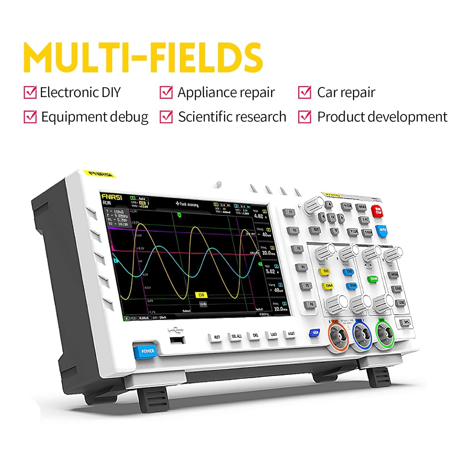 Yellow Tommy P6100 Oscilloscope Probe | 100MHz Bandwidth, 600V Max, Switchable 10:1 & 1:1 Attenuation | High Sensitivity Clip Probe for Electronics Testing & Signal Debugging - Image 4 thumbnail