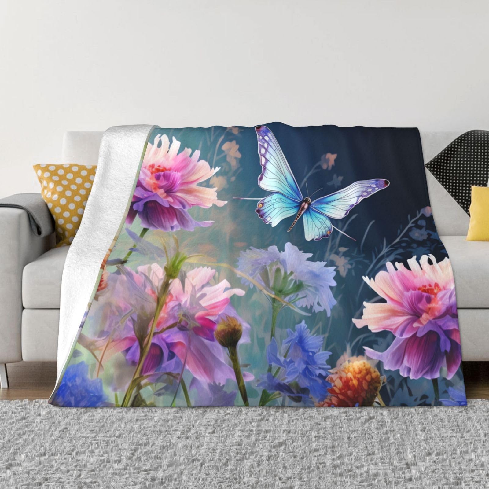 Couverture pour canapé libellule 203x152 cm en flanelle de microfibre pour toutes saisons