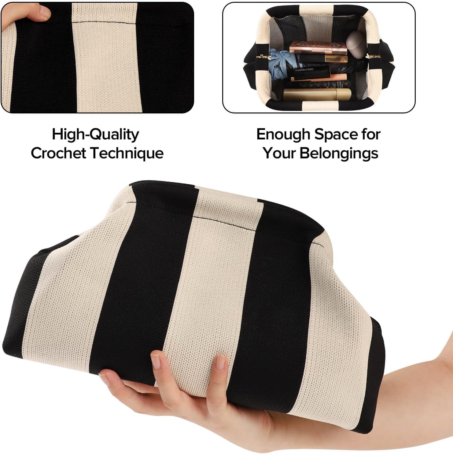 Woven Dumpling Bags for Women Pink and Green Purse Colorblock Clutch Crochet Purses Handbags Summer Beach Clutch 2025 - Image 2