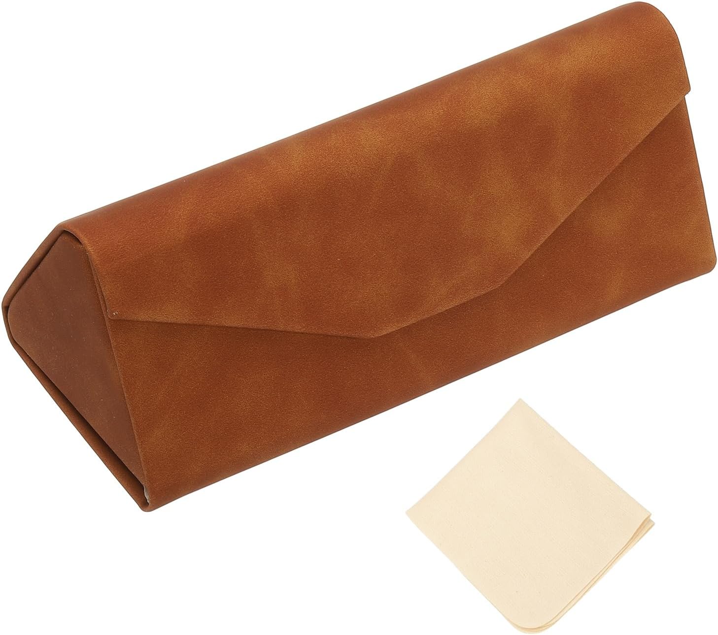 PATIKIL Foldable Glasses Case, Triangle Magnetic Sunglasses Organizer Case Leather Hard Eyeglass Case with Cloth for Man