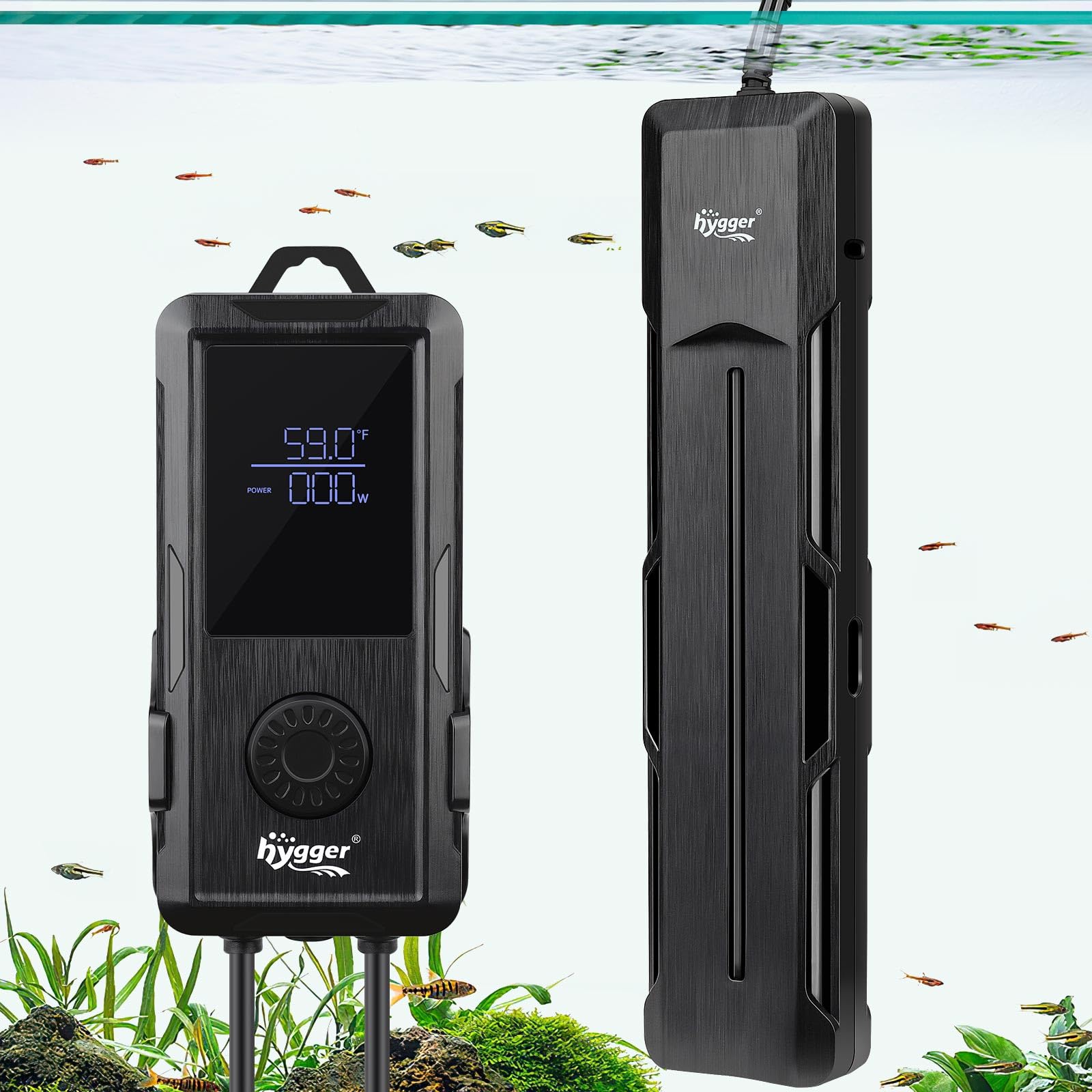 hygger Aquarium Heater 500W/800W/1000W,Fish Tank Heater with Danger Warning Automatically Stops Heating System and Digital LED Controller,for