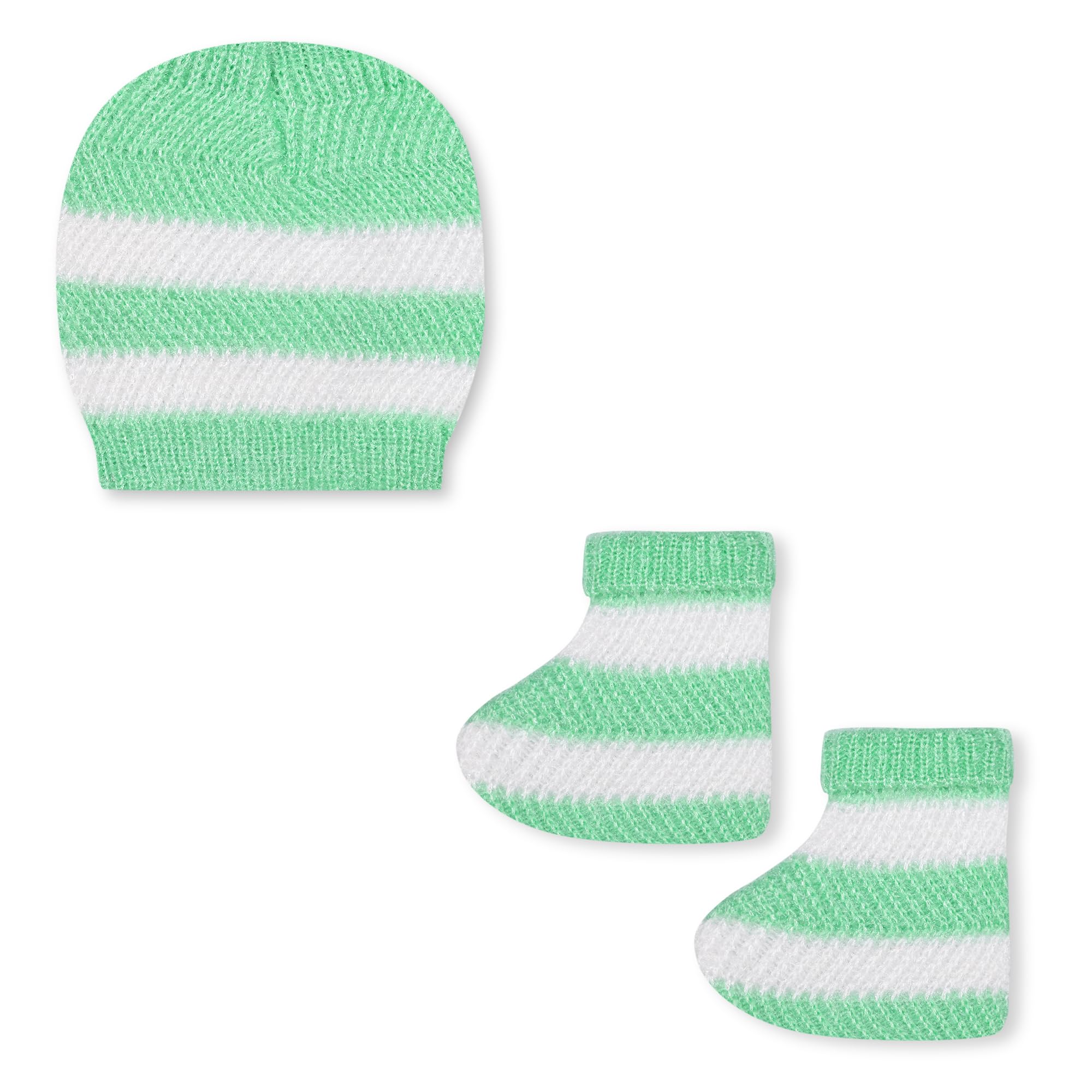 Only 4 Baby Unisex New Born Baby Boys/Girls Sea Green Woolen Front Open Sweater Set with Pyjami, Cap and Pair of Booties for Toddlers - Image 4 thumbnail
