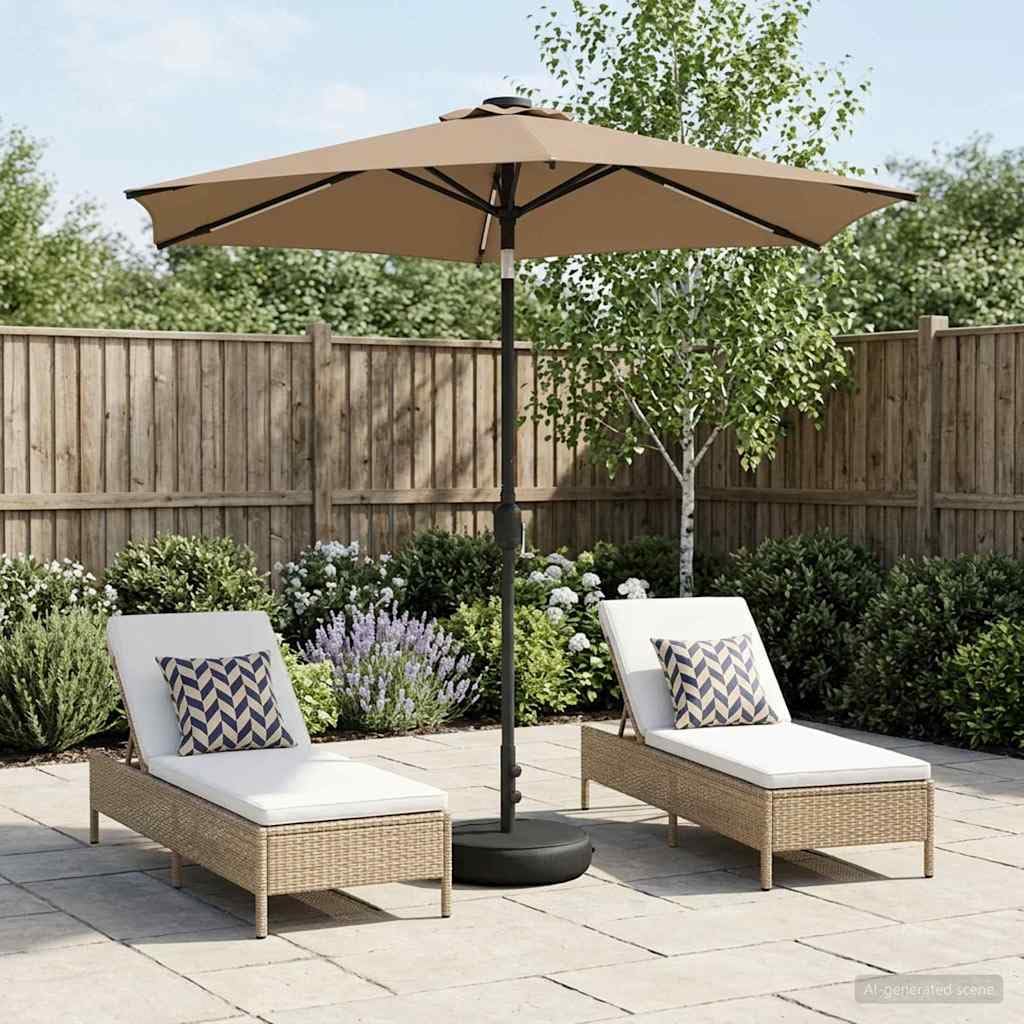 SYDE Ombrellone da giardino con luci LED e base, 230 x 230 cm | Poliestere 160 GSM, inclinazione regolabile, solare, sacco di sabbia, verniciato a polvere