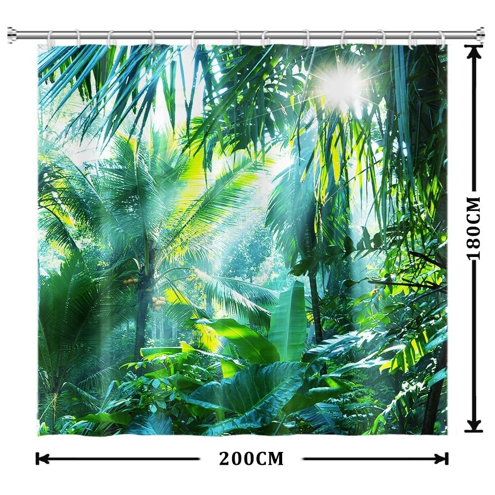 Uiiooazy Cortina de Ducha de Hoja Eucalipto, Cortinas de Ducha Verde Oro Abstracto Planta Cortinas de Baño Antimoho Impermeable Lavable Tejido de Poliéster Cortina Ducha con Ganchos 90x180cm — view 60
