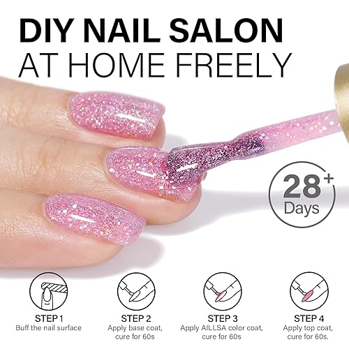 Vista 165 de AILLSA - Esmalte de uñas en gel pastel macaron, verde menta, colores brillantes de verano, algodón de azúcar, gel UV semipermanente, manicura