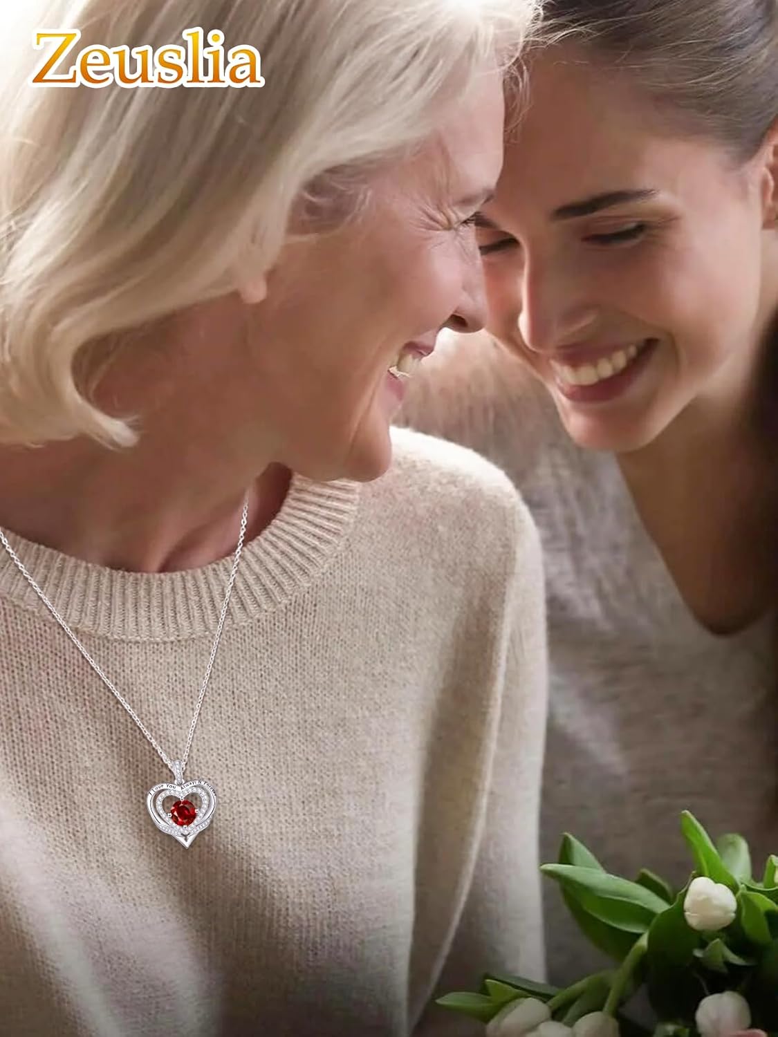 Heart Necklaces for Women, White Gold/Rose Gold Jewelry with Birthstone Pendant, Anniversary Birthday Gifts for Her Wife Girlfriend Mom, 18+2 Inch Chain - Image 2