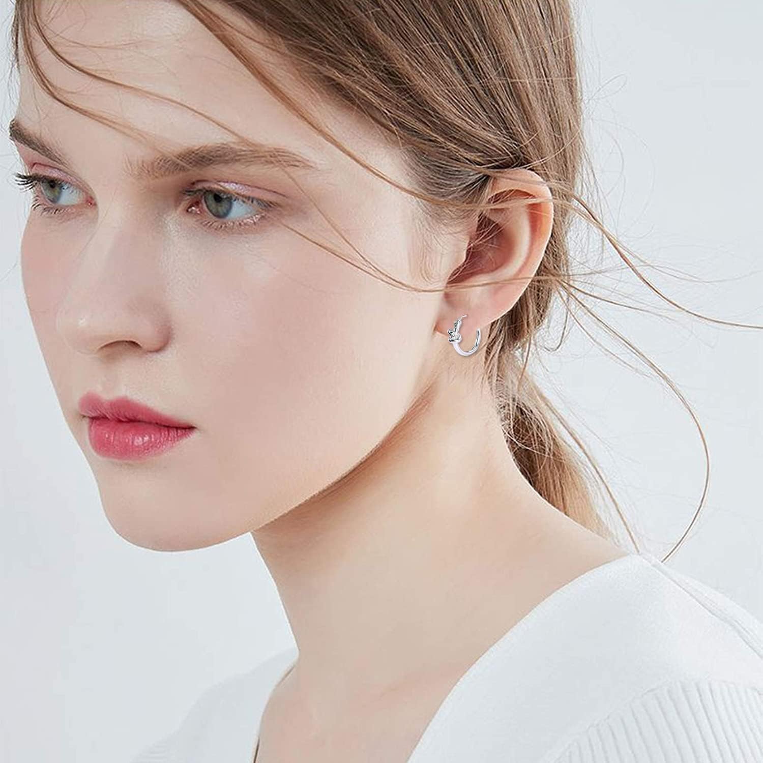 AoedeJ 925 Sterling Silver Hoop Earrings, High Polished Round Tiny Click-Top Hoop Earrings, Small Clasp Hoop Piercing Earrings - Image 6