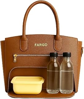 Fargo Ornate Tote Bag for Women | Large Premium Vegan Leather Handbag with RFID Pockets, Bottle & Lunch Box Slot, Zip Clos... Price In India