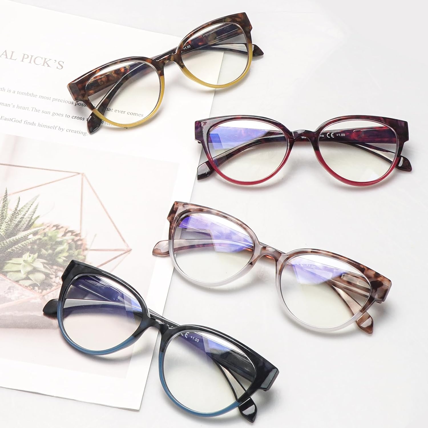 COJWIS Progressive Multifocus Reading Glasses for Women - 3 Pack Computer Readers with Blue Light Blocking and Spring Hinge - Image 7