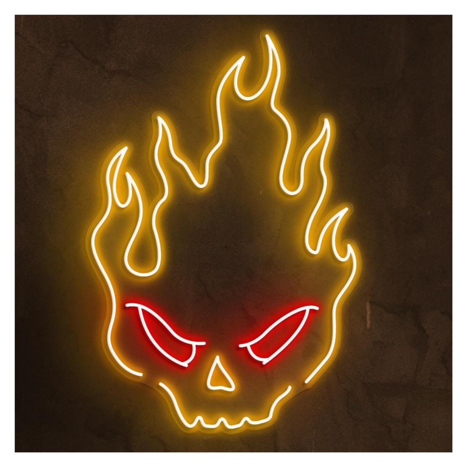 RONGCH Hanging Art Signs Flaming Skull Neon Sign, Suitable for Home Art Decor with Brightness Adjustable 46cm