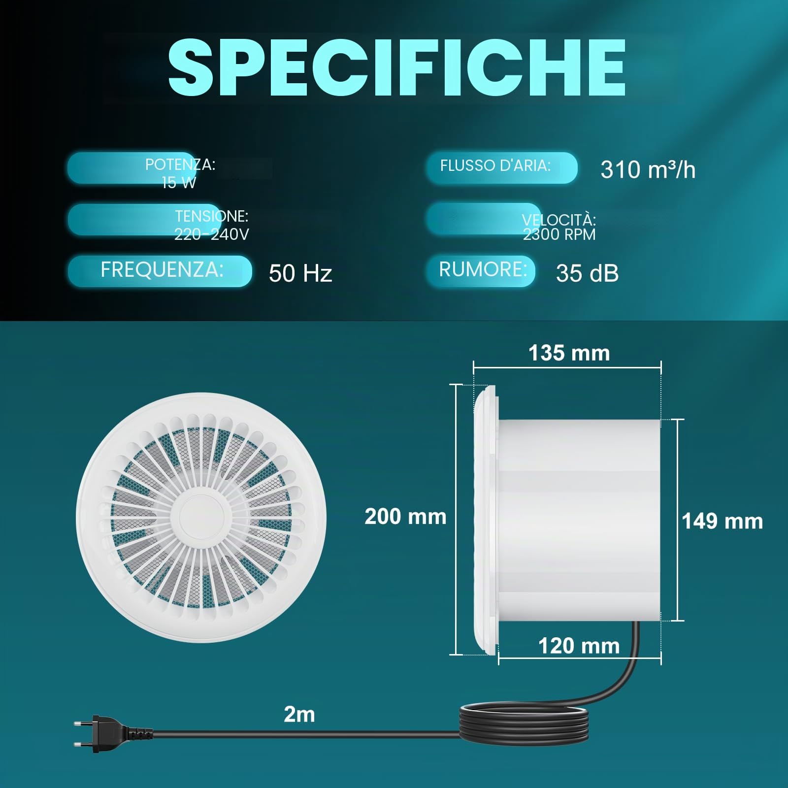 HG Power 150mm Ventilatore da Bagno Ventilatore di Scarico a due vie con Telecomando 3 Velocità Silenzioso per la Ventilazione di Scarico e Aspirazione in Bagni Cucine Bagni Garage e Cantine