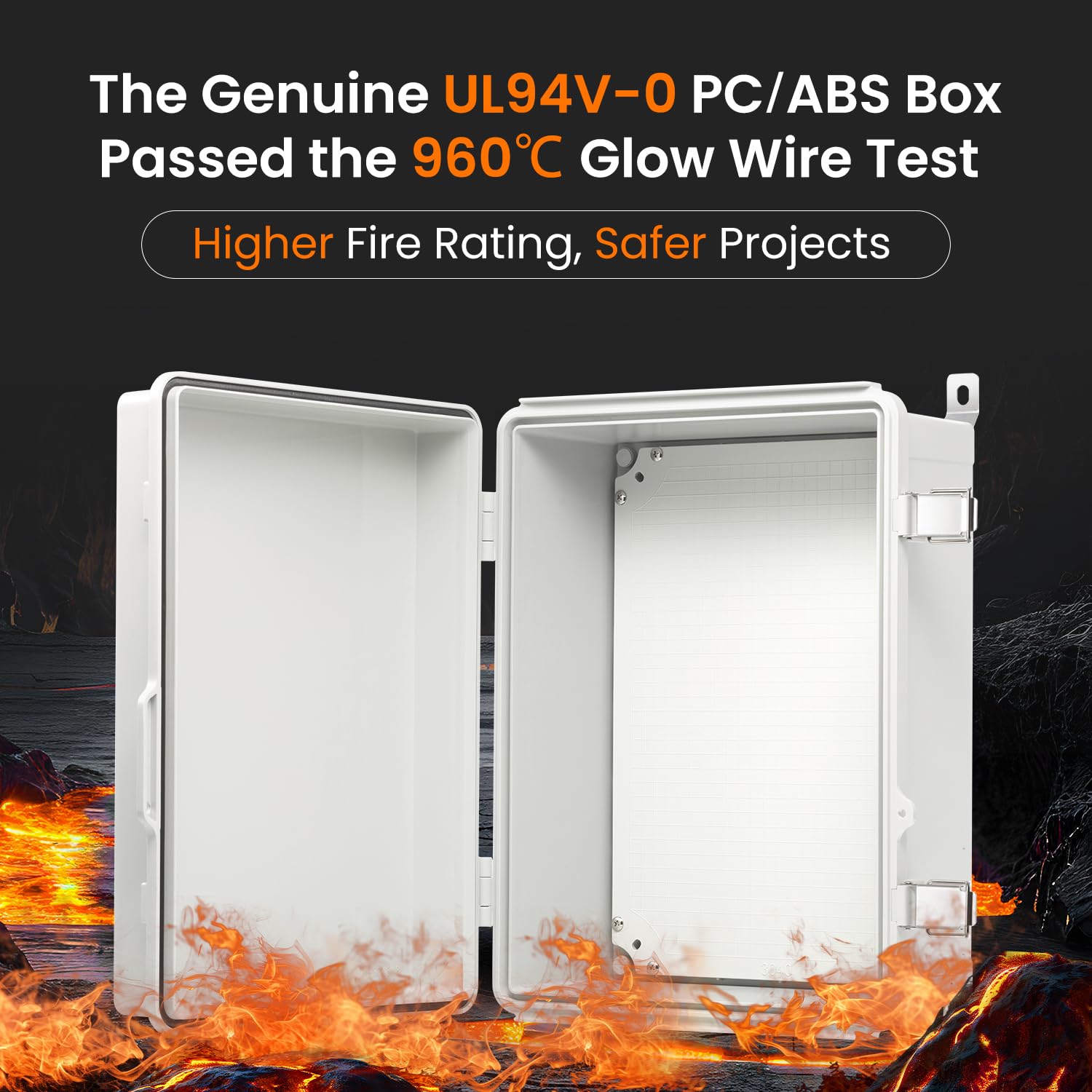 QILIPSU UL94-V0 Outdoor Electrical Box 16.4"x12.4"x7.1" Waterproof Junction Box Weatherproof PC/ABS Alloy Plastic IP66 Project Electric Enclosure Grey Hinged Door