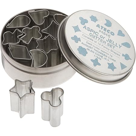 Ateco #4846 .5-Inch Aspic Jelly Mini Cutters, Set of 12 Assorted Shapes