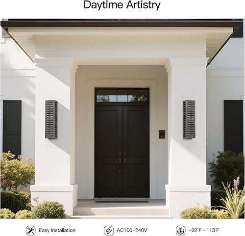 Miniatura 6 de Luces de pared para exteriores, lámparas de porche delantero de 20 pulgadas, impermeables, 3000 K, modernas luces para exteriores cableadas, lámpara