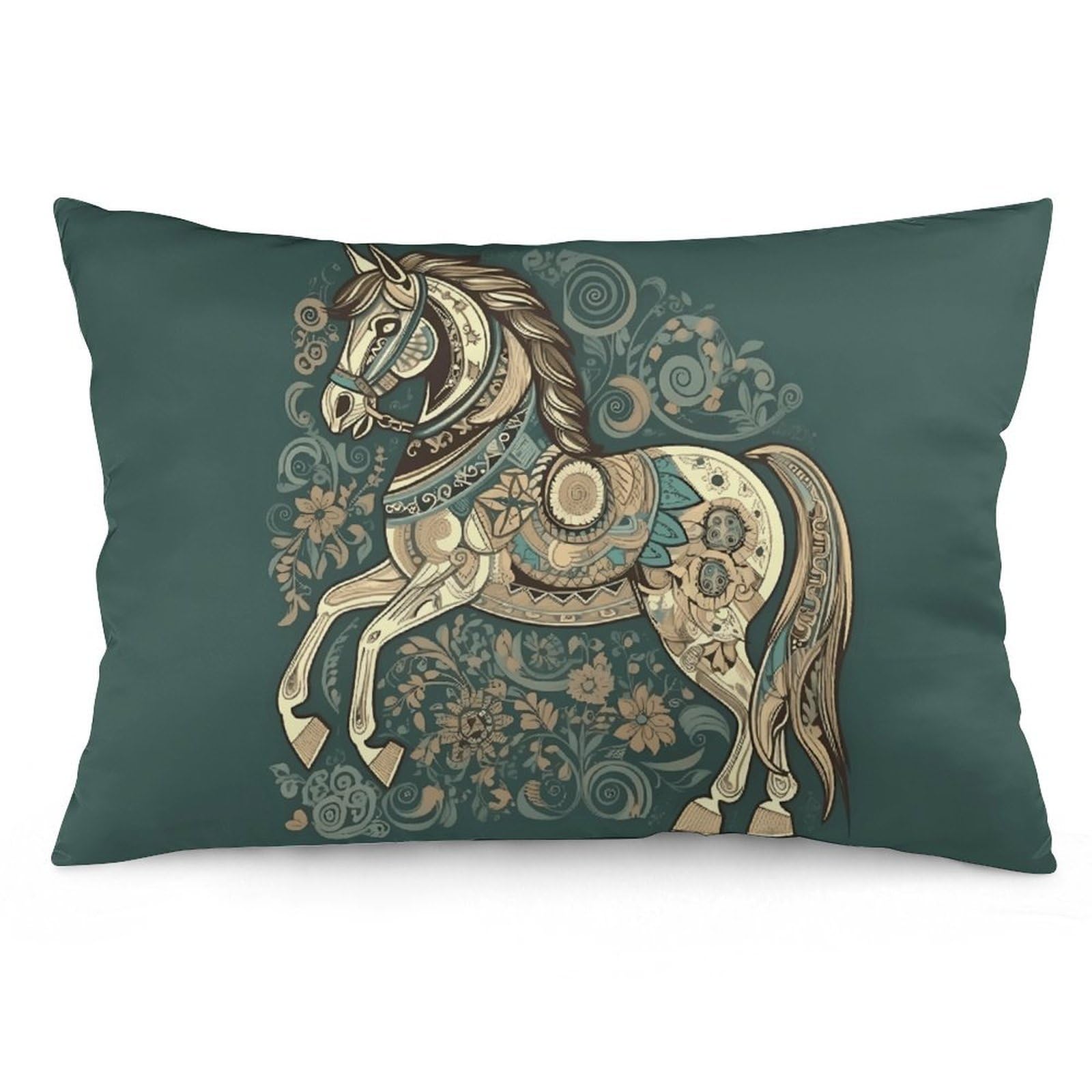 2 Pack Pillow Cases for Hair and Skin, Soft Breathable Pillow Case Covers with Hidden Zipper, Hand Drawn Horse Pillowcase 12 "x20 Pillow Covers for Sleeping Gift