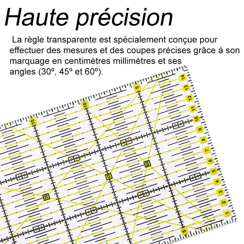 Smgda Règle Patchwork 15x15 Cm Règle Japonaise Transparente Universelle Pour Couture Et Quilting