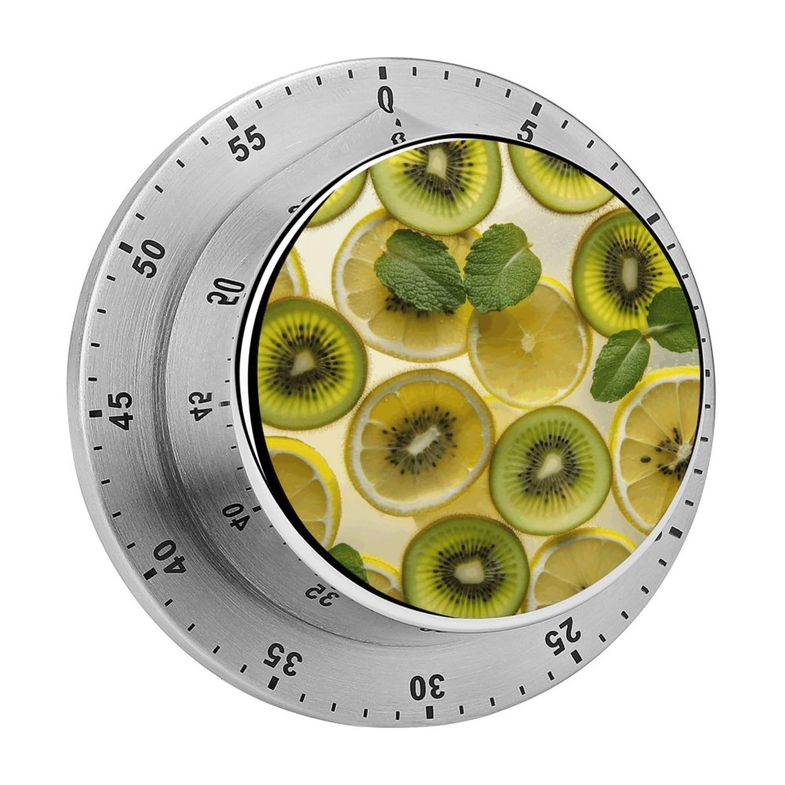 Sliced Lemon and Kiwi in Drink Timer for Cooking, Kitchen Timer Magnetic No Batteries Required, Mechanical Timer with Loud Alarm, for Fitness Baking Exercise Oven