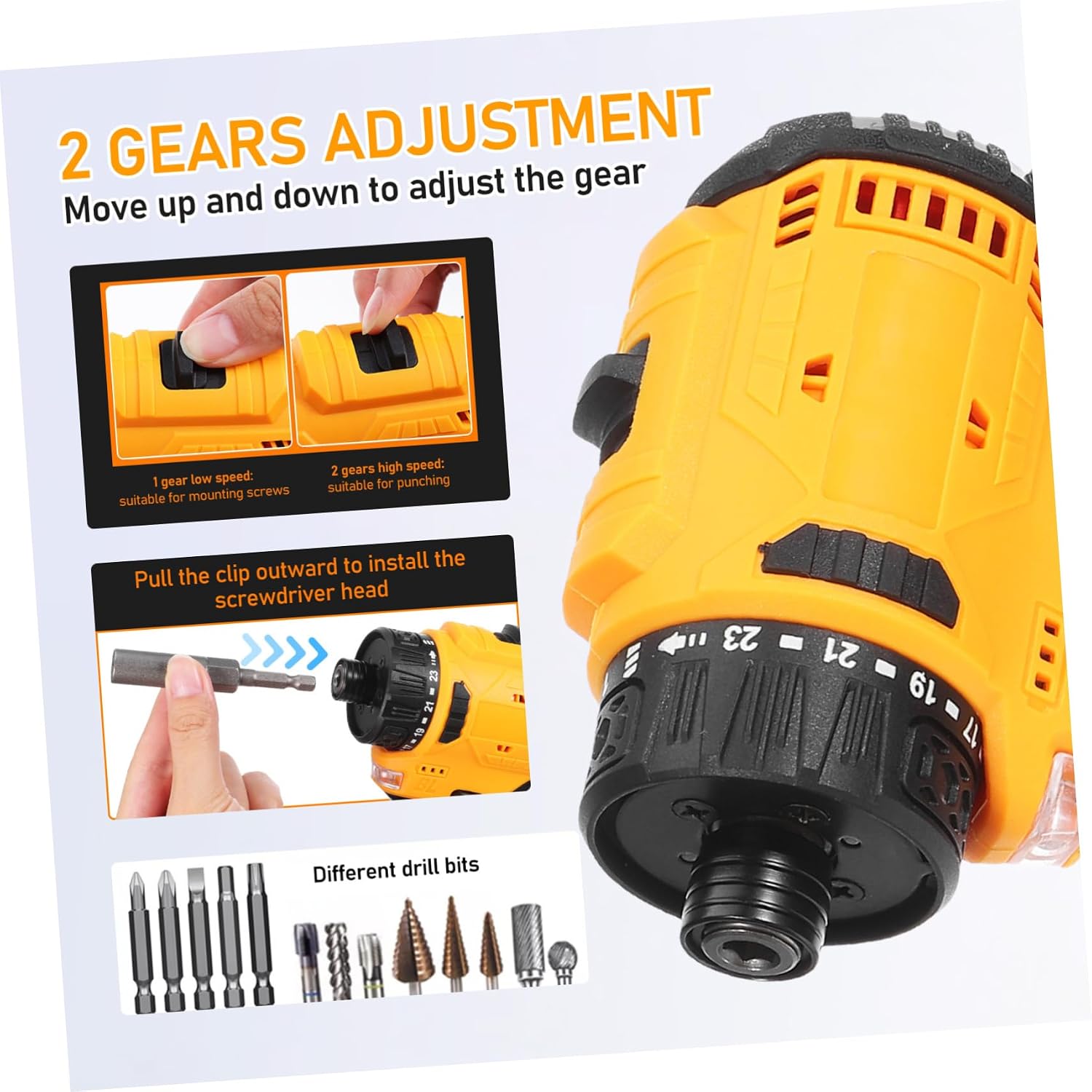 STOBOK Cordless Electric Screwdriver Dual Rechargeable Batteries High Speed Rotation Low Noise Motor for Home Repairs and Projects Us Compatible