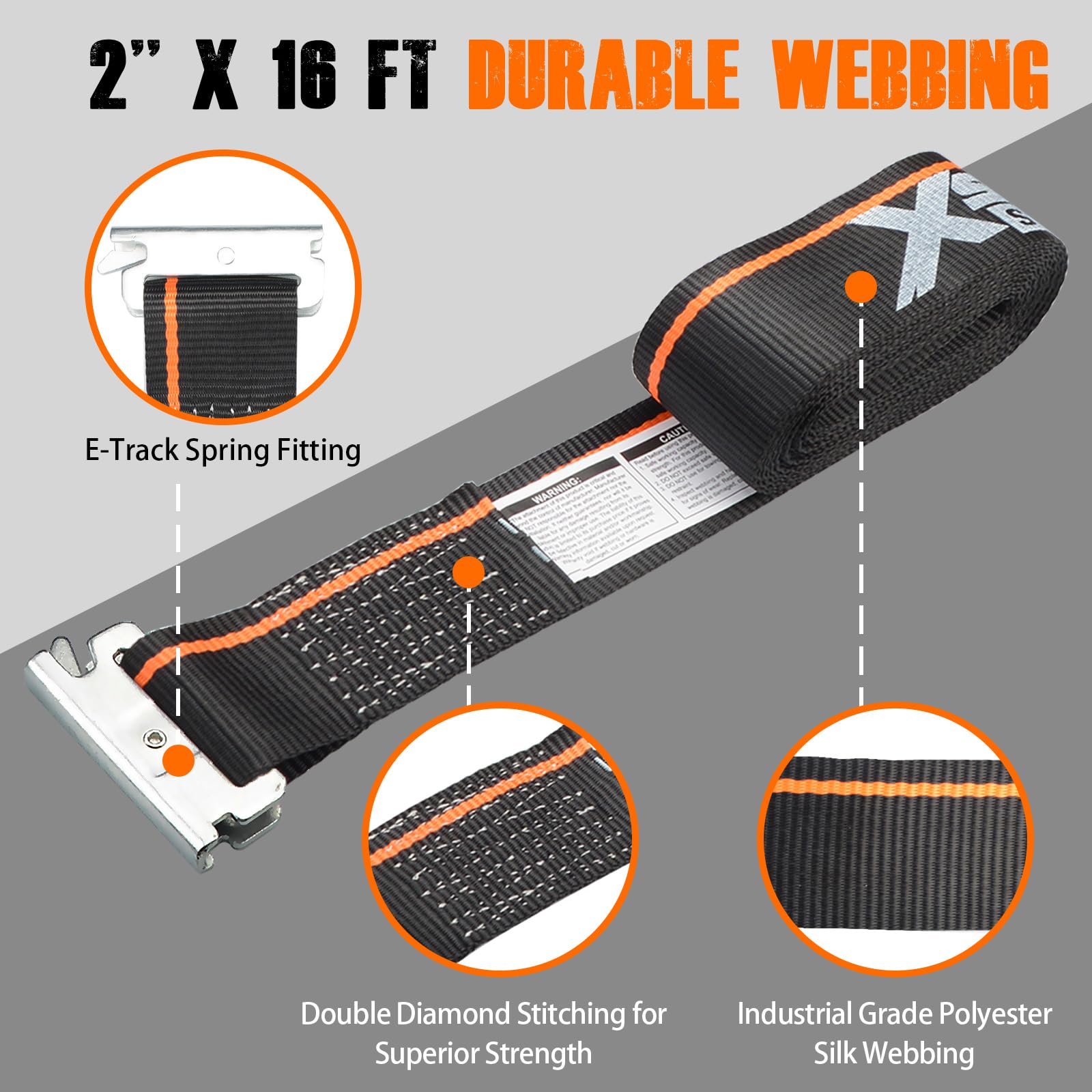 XSTRAP STANDARD E-Track Ratschengurte, 5,1 x 40,6 cm, 2 kg, Bruchfestigkeit, robuster Umzugsgurt, LKW, Anhänger, Motorräder, Kajaks, Dach, 4 Stück