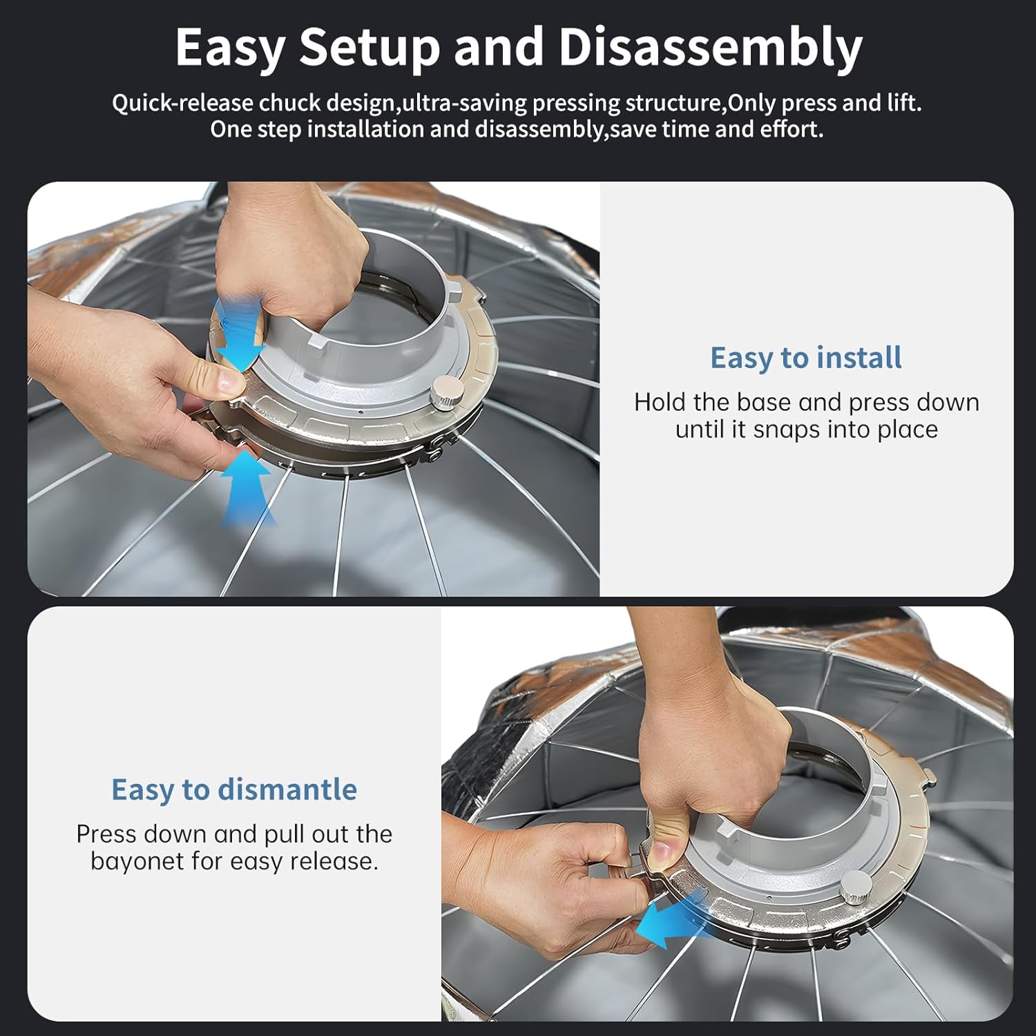35.4"/90cm Deep Parabolic Softbox Bowens Mount Softbox Quick Set up Quick Folding Softbox with Honeycomb Grid,2 Diffusers,Carry Bag for Photography Studio,Strobe Flash and Other Bowens Mount Lights