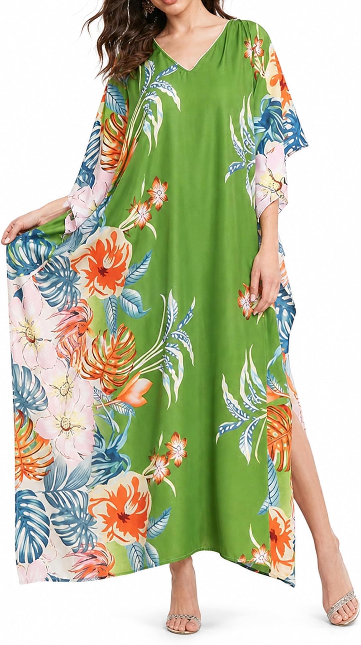 Women Long Maxi Plus Size Polyester Kaftan Gown, Womens Kaftan Dresses