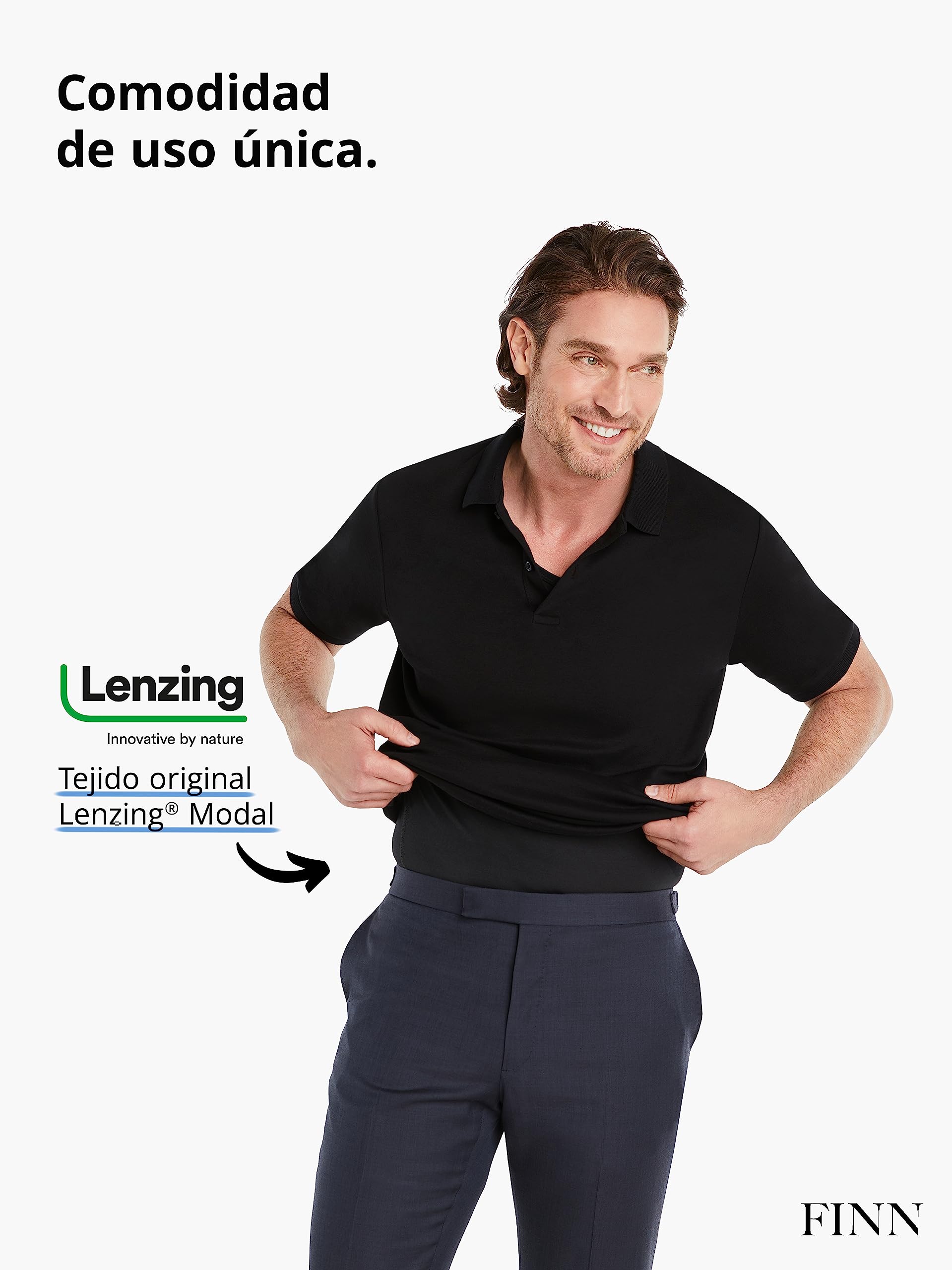 FINN Camiseta Anti-Sudor Hombre con inserción en la Espalda y Parches antisudor contra la Sudoración Intensa - Camiseta Interior con Protección Garantizada contra Manchas de Sudor y Mal Olor