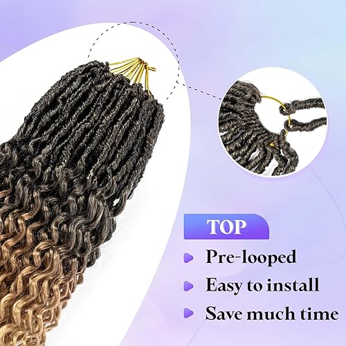 Miniatura 3 de Goddess Locs - Extensiones de cabello ondulado profundo, 8 paquetes de trenzas de ganchillo suaves de imitación para mujeres negras, T27.