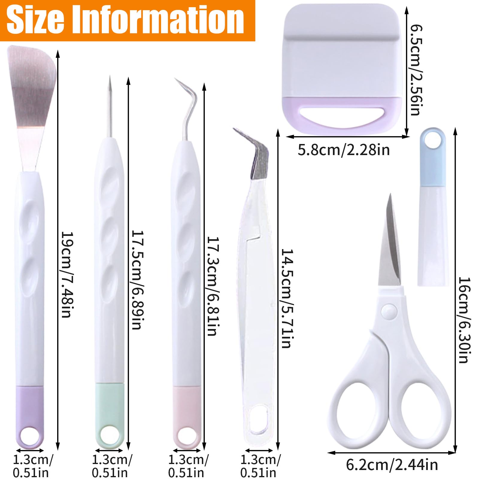 Set 6 Mini Strumenti Per Diserbo Vinile E Scrapbooking – Forbici Precisione, Spatola, Pinzette, Raschietto – Attrezzi Fai Da Te