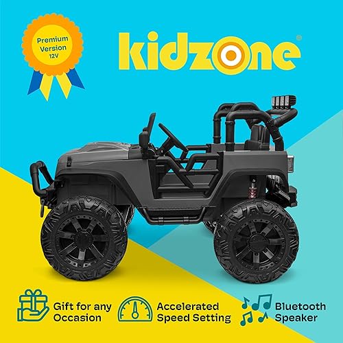 Miniatura 3 de Kidzone Vehículo eléctrico grande de 2 plazas para niños de 12 V, con control remoto para padres, puertas dobles, cinturón de seguridad, luces LED,