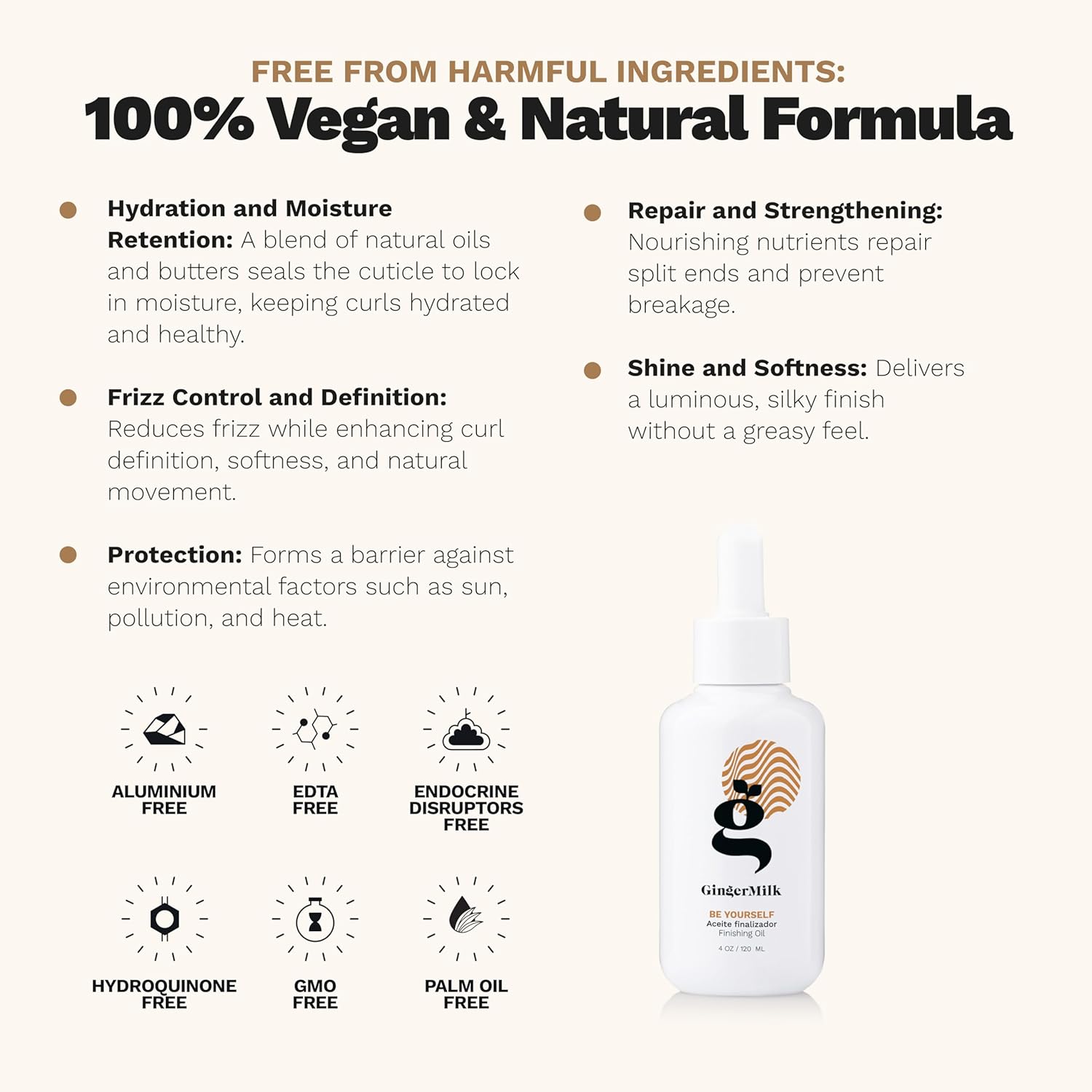 Finishing Oil for Curly, Wavy, and Coily Hair | Natural Oil-Based Formula to Seal and Retain Moisture | Strengthens, Softens, and Adds Shine | BE YOURSELF | 4 OZ - Image 5