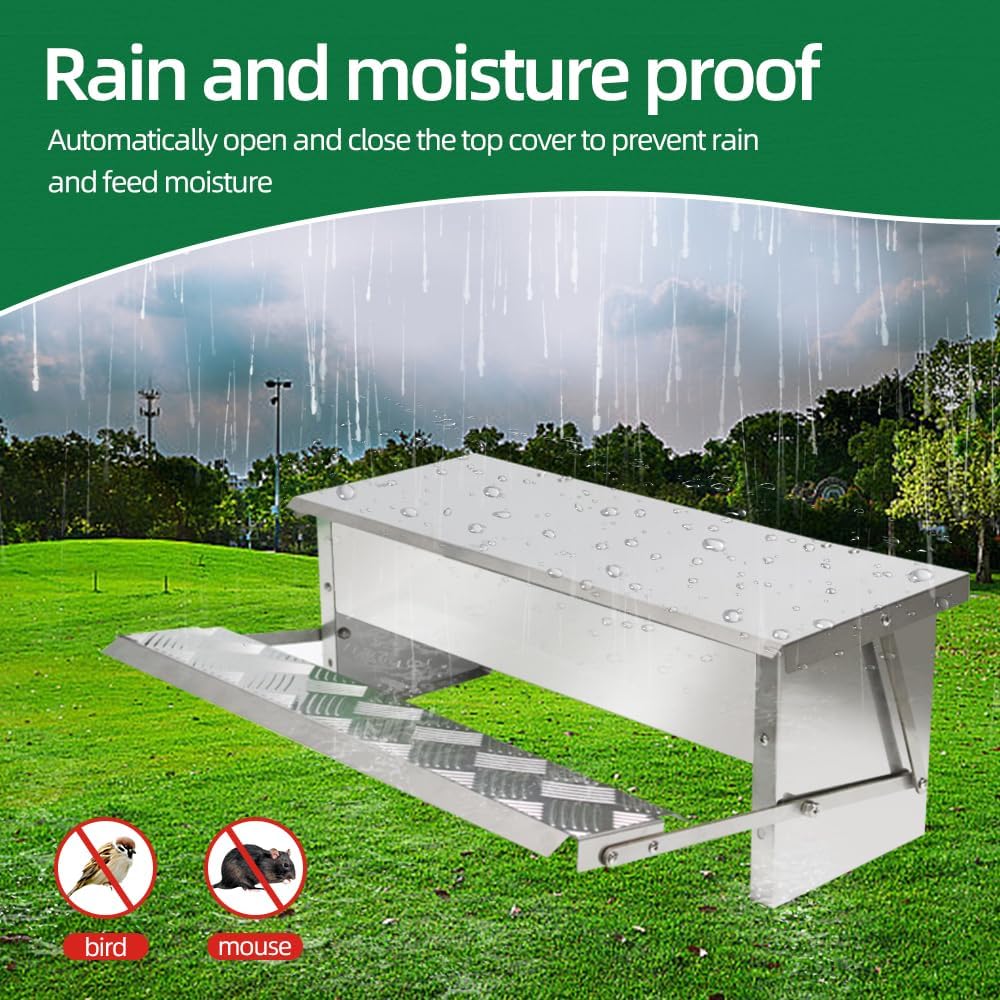 MODUODUO Automatic Chicken Feeder Treadle Poultry Feeders 11lb/5kg Feeding Trough for Chickens, Pheasants, or Roosters