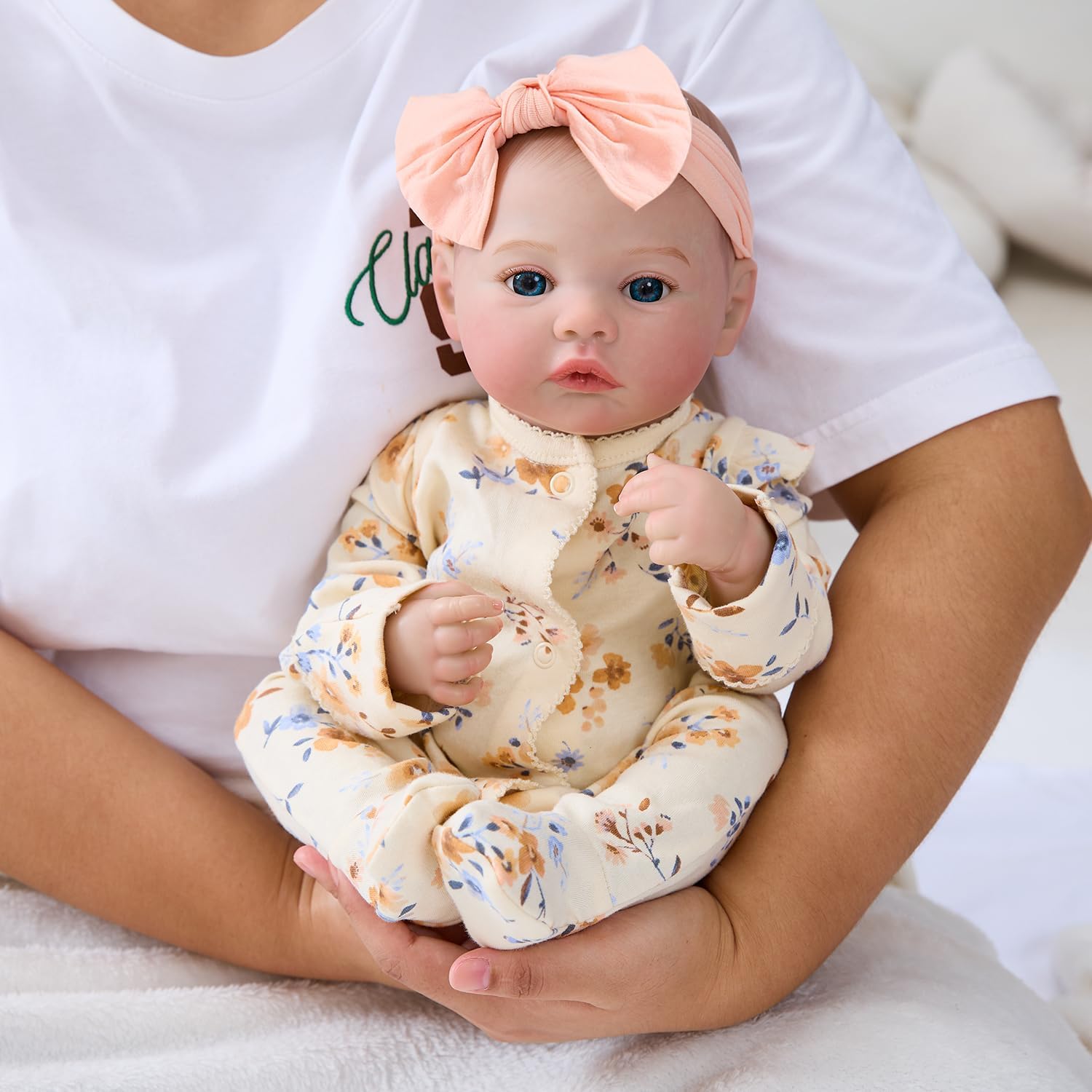 MYREBABY 17" Realistic and Cute Reborn Baby Girl Zoey Opened Her Eyes, Handmade Lifelike Reborn Doll, Advanced Painted Vinyl Gift Set for Kids Age 3+ image 2