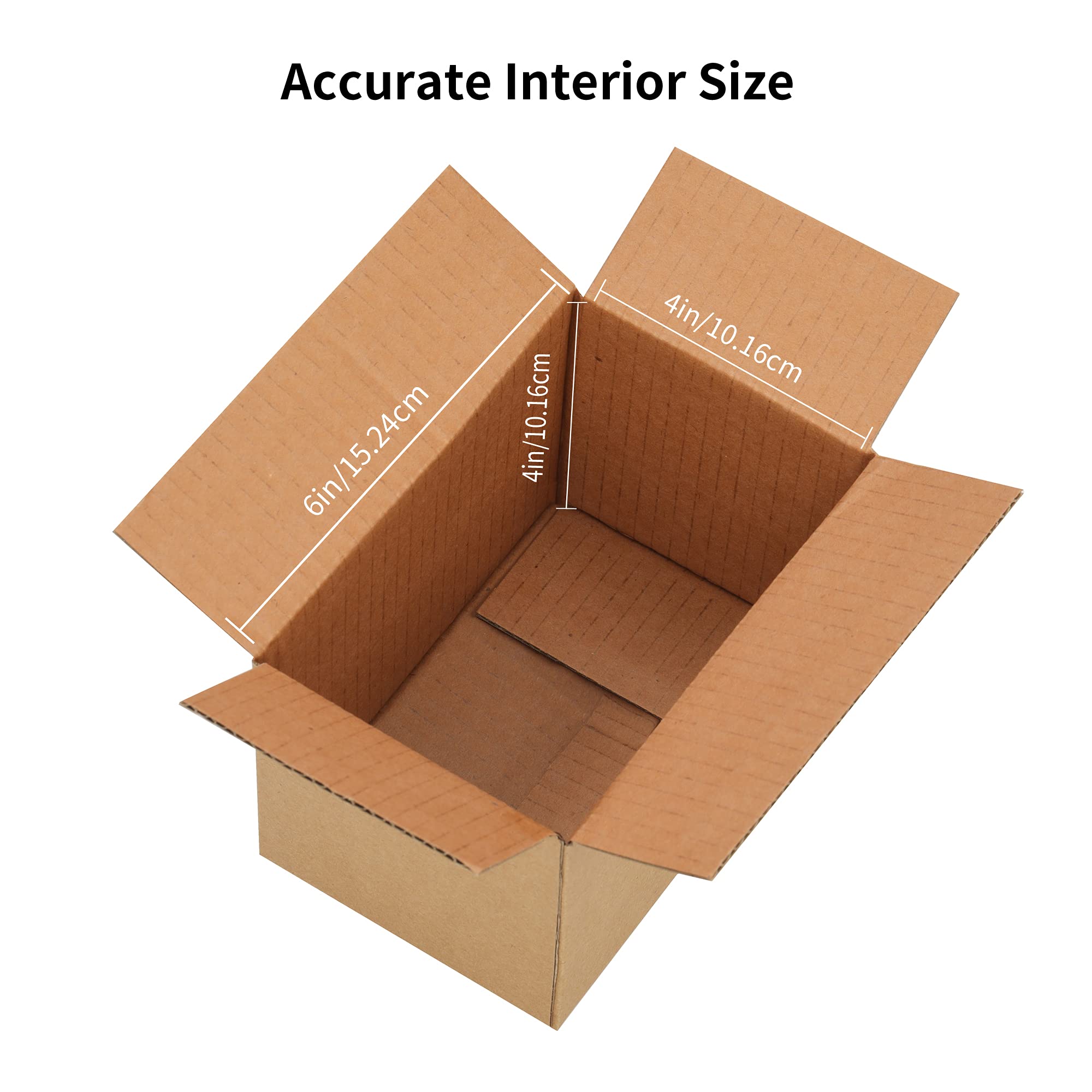 FARRAY Shipping Boxes 6x4x4 inches (Inner Size), 30 Pack Sturdy Kraft Corrugated Small Cardboard Boxes for Mailing Packing