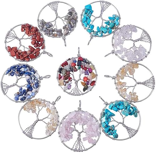 Miniatura 5 de Mini cuentas de piedra natural con chip de 0.118 a 0.198 pulgadas, alrededor de 420 piezas de 7 chakras, kit de piedras preciosas de cristal