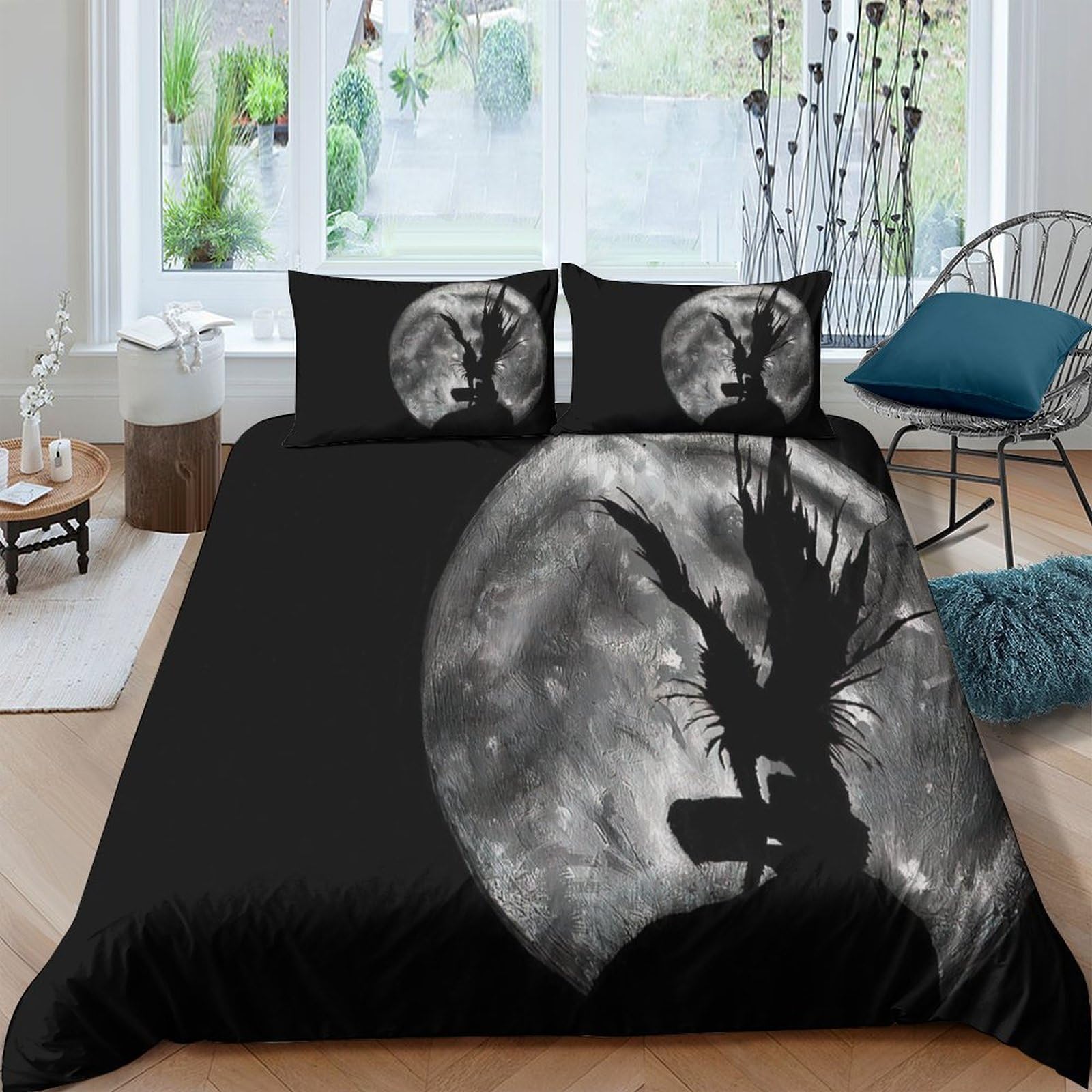3D Printed moon silhouette Duvet Cover Microfiber dark fantasy art style Bedding Cover Lightweight Hypoallergenic Shrink Resistant Quick Drying for Home Daily Use Single（135x200cm）