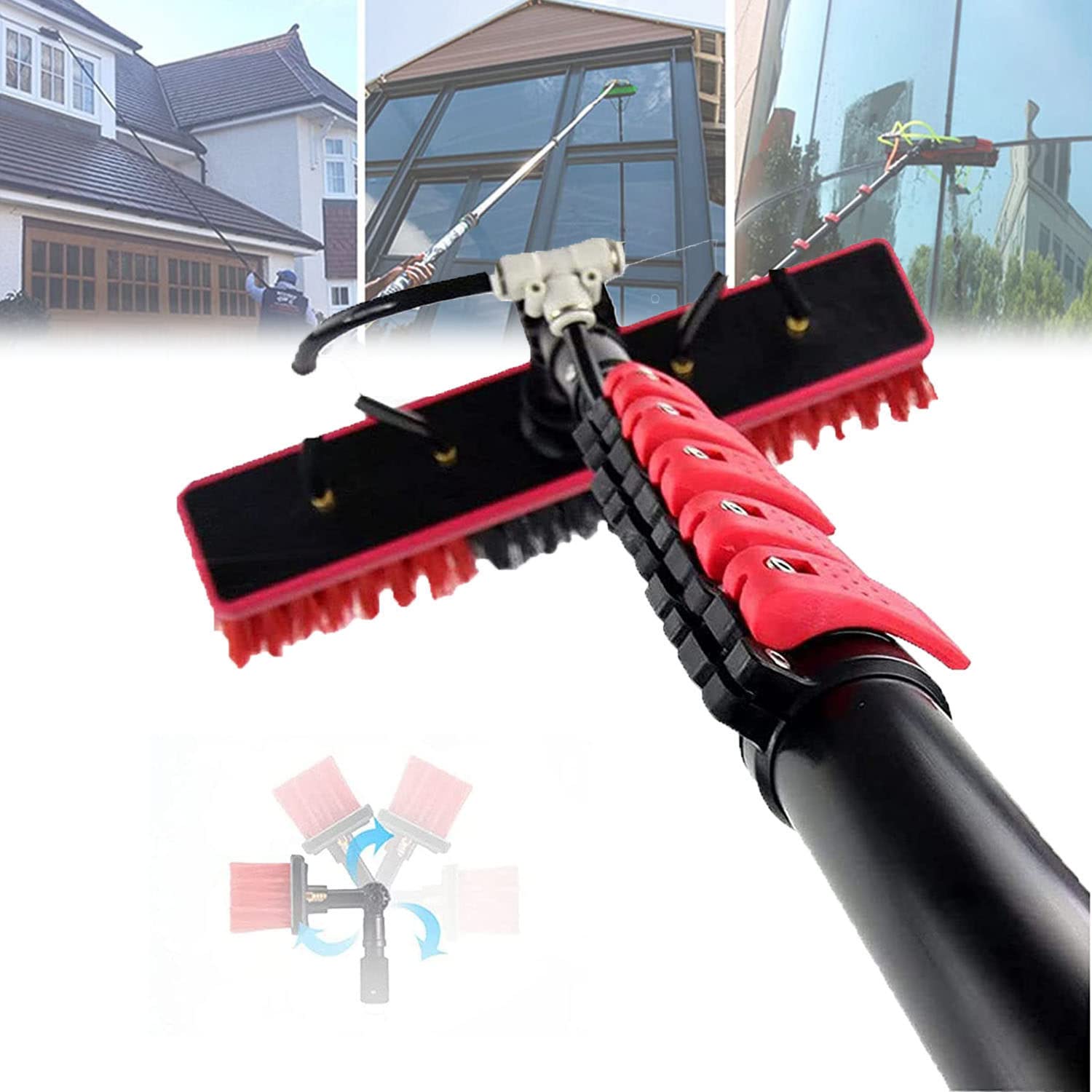 GTHTUHFD Water Fed Pole Kit, Window Cleaning Pole, 3.6-10.8M With Extended Handle And Water Hose Solar Panel Cleaning Kit With Extension Pole High Window Cleaning Kit Profess,5.4M/18FT