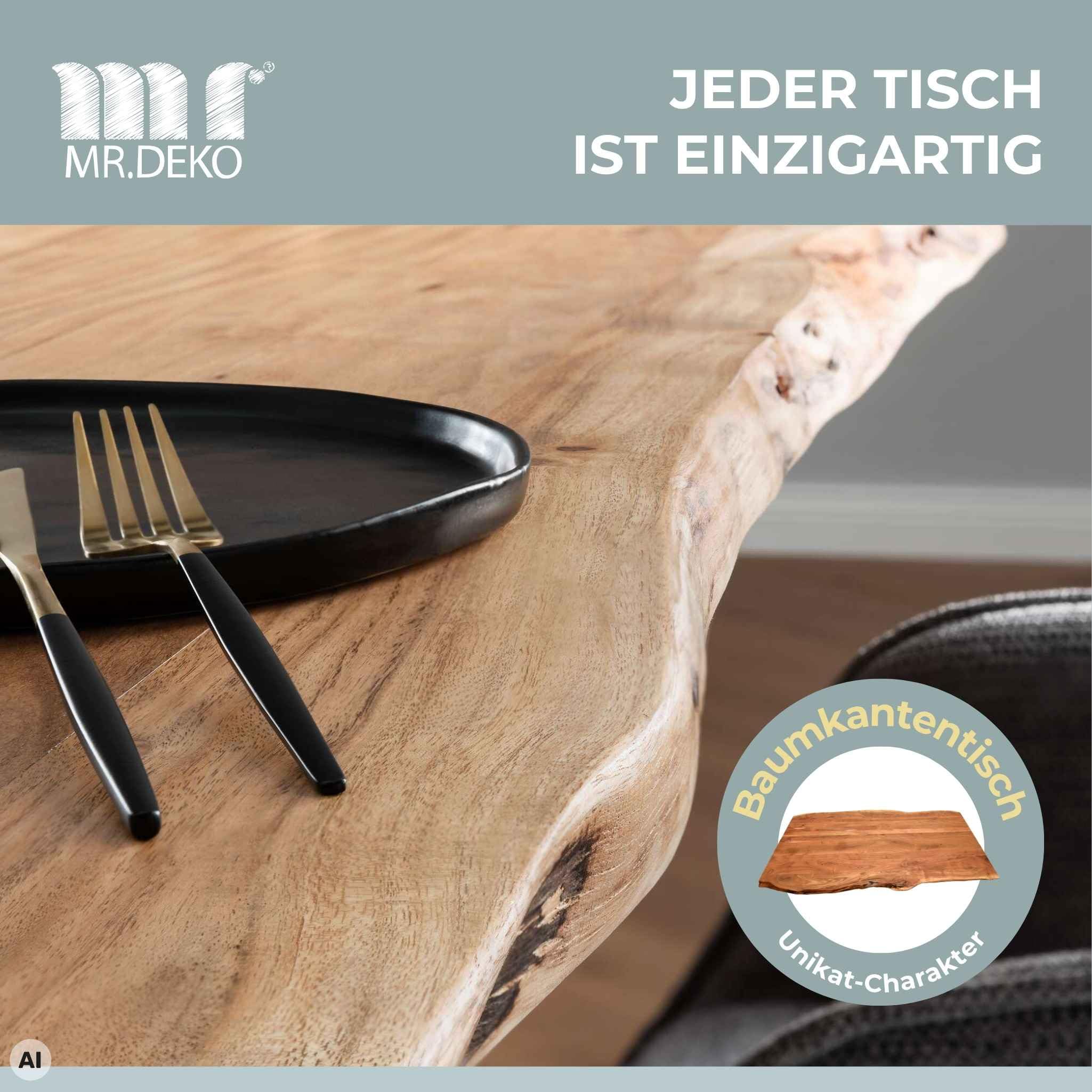 MR. DEKO Esstisch Baumkante Catania | Küchentisch Massiv-Holz 160x90x76cm